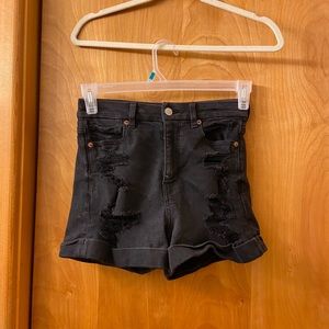 High-Waisted Black Jean Shorts